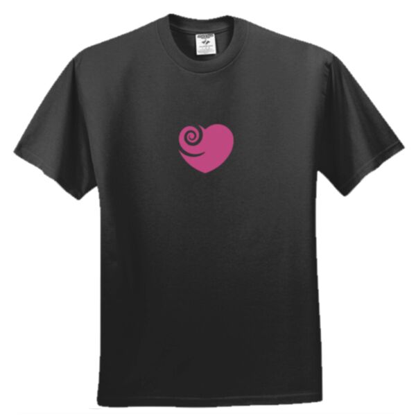 Spiral Pink Heart Black T-Shirt Thumbnail