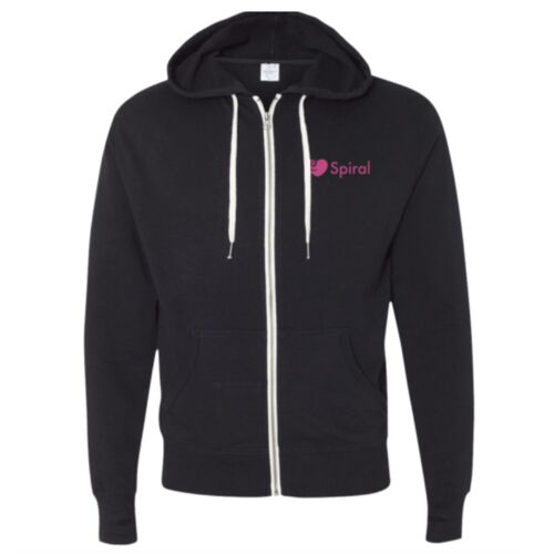 Spiral Logo Full-Zip Black Hoodie Thumbnail